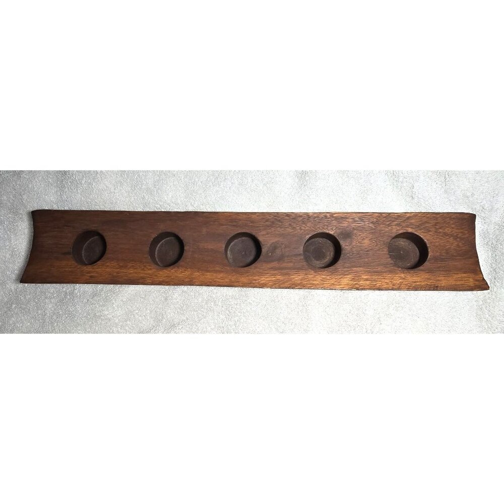 Wooden 5-Slot Tea Light Candle Shot Glass Holder Rectangular Made in Thailand